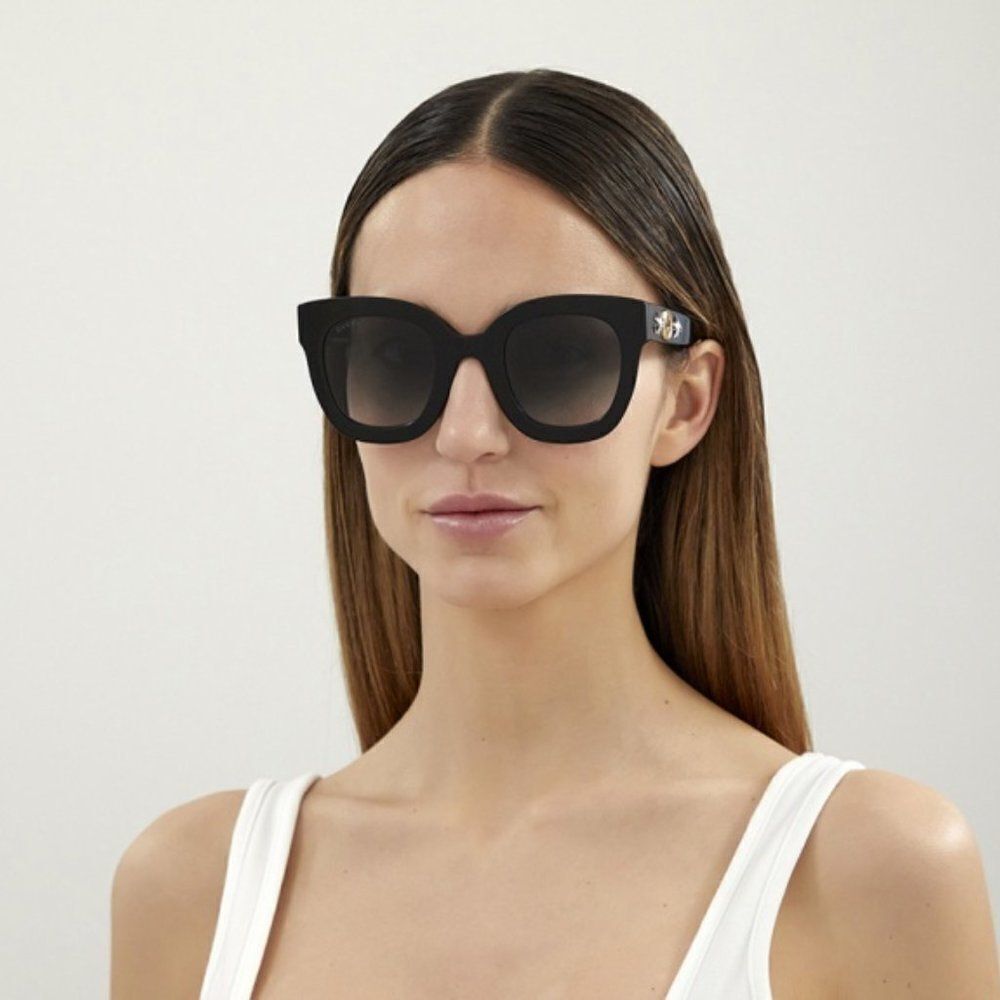 SALE! NEW Gucci  GG0208S 001 Black Gray Mirrored Gradient Square Women - Picture 9 of 13